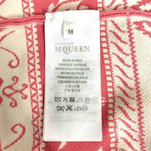 Alexander Mcqueen Pink & Cream Floral Print Knit Skirt M Size - Picture 7 of 8